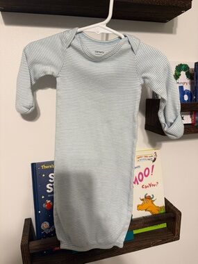 Carter's Pale Blue & White Striped Infant Gown